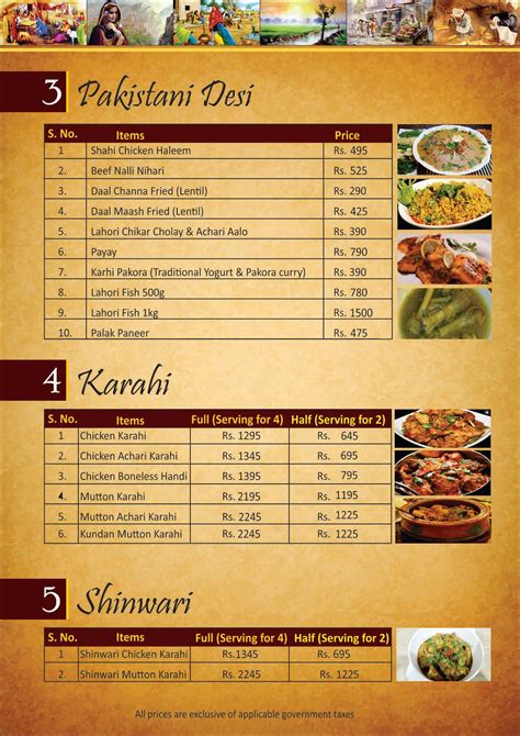 Bhaati Gate Menu Food Pakistan