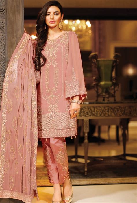 Pink Luxury Chiffon Embroidered Dress Libas E Khaas