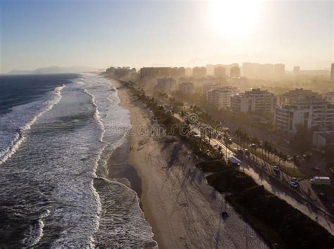 Aerial View Of Barra Da Tijuca Beach During Late Afternoon With Hazy