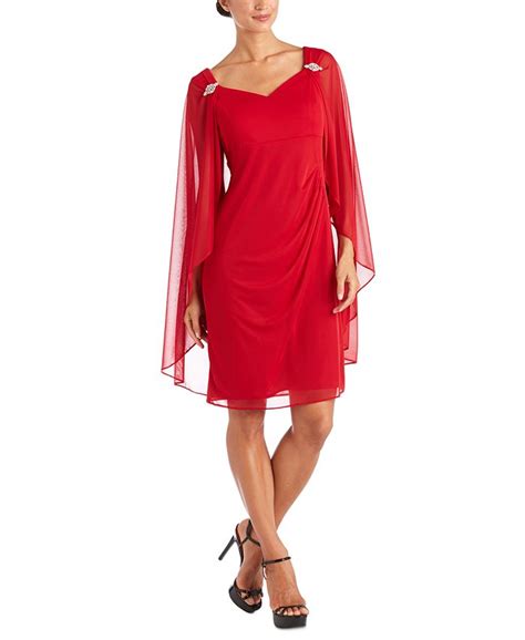 R And M Richards Randm Richards Embellished Cape Overlay Dress Macys