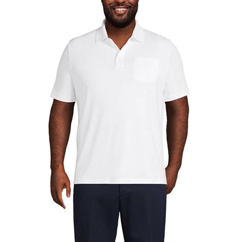 Lands End Mens Big Short Sleeve Super Soft Supima Polo Shirt With Pocket 3x Big White Target