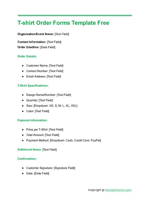 Fillable Online How To Create A Free Tshirt Order Form Templates Fax
