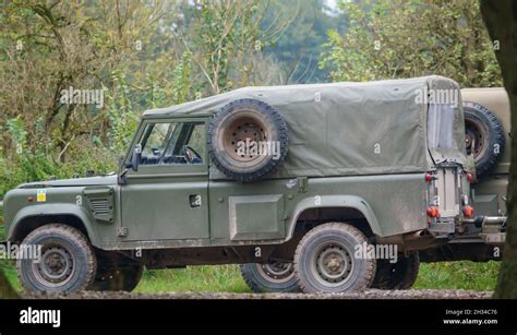 A British Army Land Rover Defender Wolf Truck Utility Medium Military