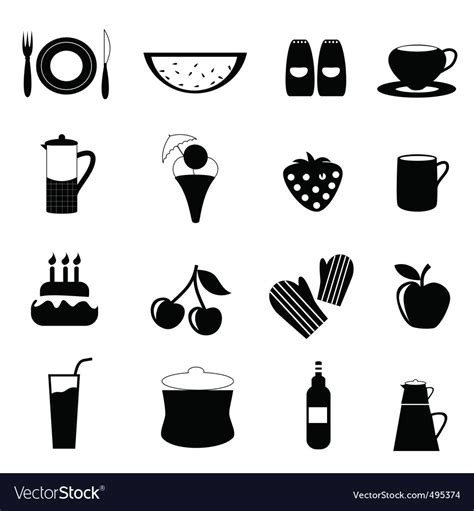 Food drink icons Royalty Free Vector Image - VectorStock