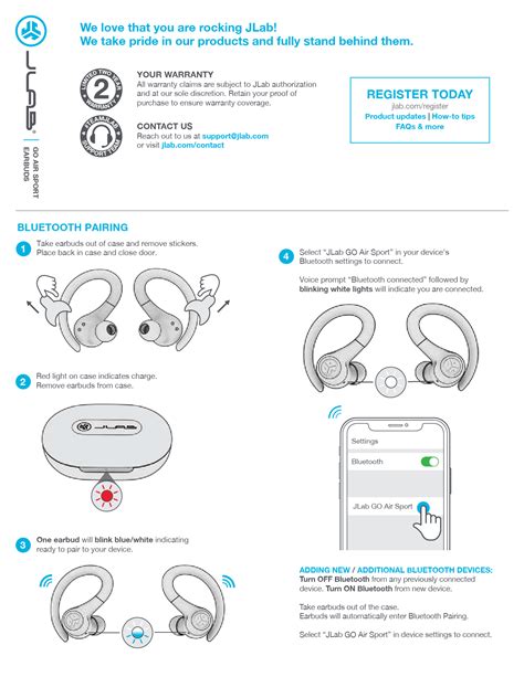 Jlab Go Air Sport Manual Bluetooth Pairing And Button Functions