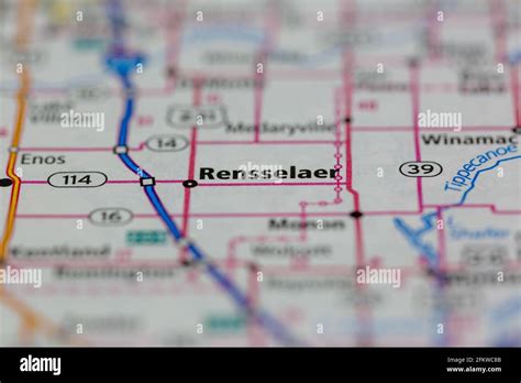 Rensselaer Indiana USA shown on a geography map or road map Stock Photo ...