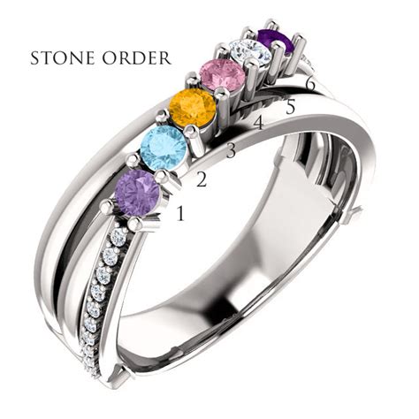 6 Stone Mothers Rings In Gold And Platinum