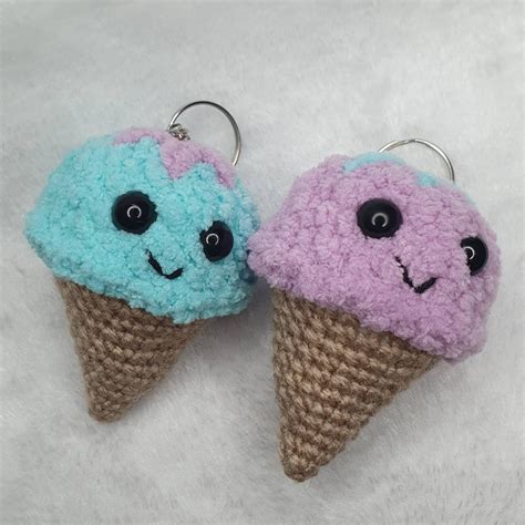 Crochet ICE CREAM Keychain Colorful Amigurumi Cute Etsy