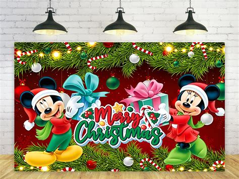 Merry Christmas Backdrop For Mickey Mouse Christmas Party