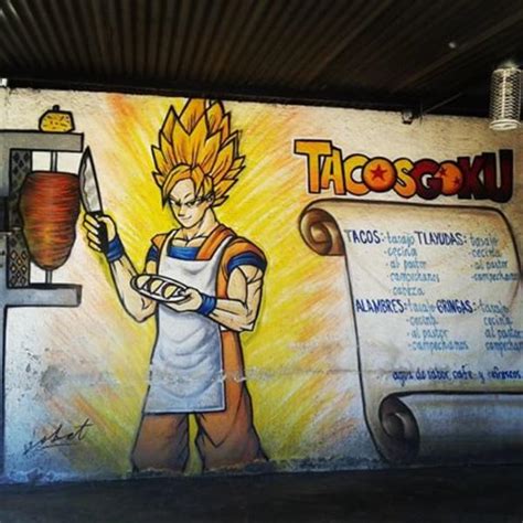 Taqueria With Unlicensed Goku Painted On Its Front Real Life Mexican