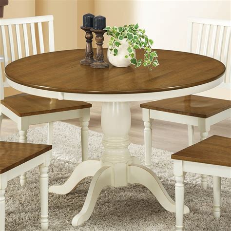 Monarch Specialties Antique White Oak Round Dining Table At