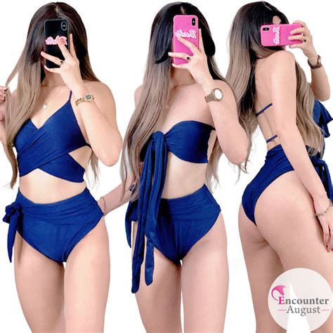 Two Piece Highwaist Sexy Padded Push Up Thong Bikini Swimsuit Swimwear Ss Lazada Ph