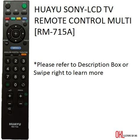 HUAYU SONY LCD TV REMOTE CONTROL MULTI RM 715A Shopee Malaysia