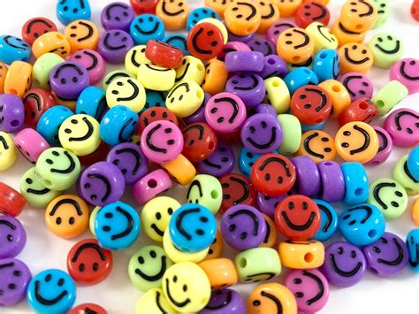 Smiley Face Beads 6 7mm Emoji Beads Happy Face Acrylic Etsy