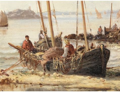 Hst Tableau Paysage Marine Letendre Bateau P Cheurs Plage Bretagne Xix Me