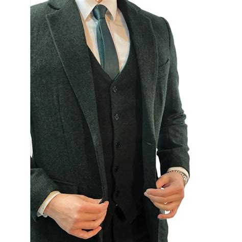 Forest Green Suit Piece Men Green Tweed Suit