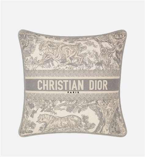 The Gray Square Pillow Is Fully Embroidered With The Iconic Toile De