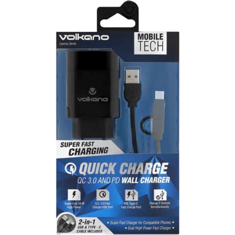 Volkano Express Series Qc30 And Pd Wall Charger With Cable 18w Clicks