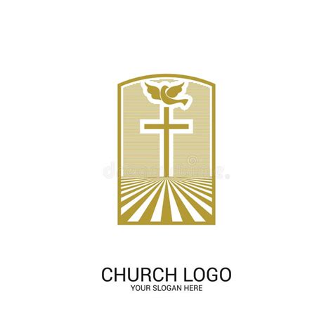 Church Logo Christian Symbols Cross Of The Savior Jesus And Dove As A Symbol Of The Holy