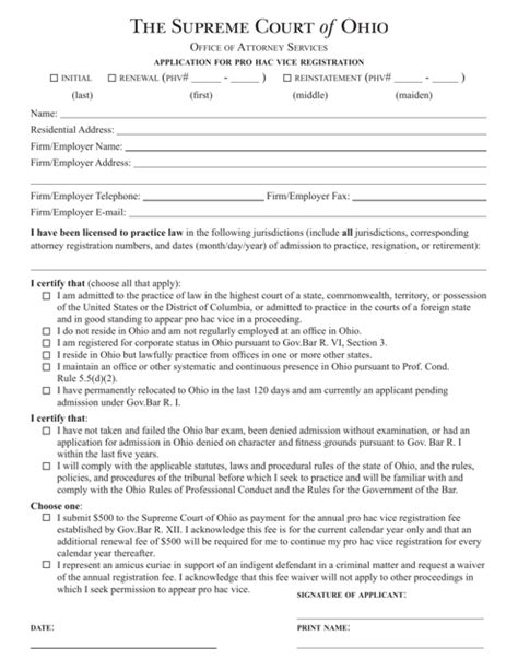 Ohio Application For Pro Hac Vice Registration Fill Out Sign Online