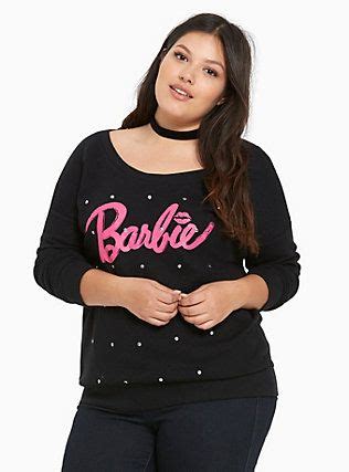 Plus Size Barbie Embellished Sweatshirt DEEP BLACK