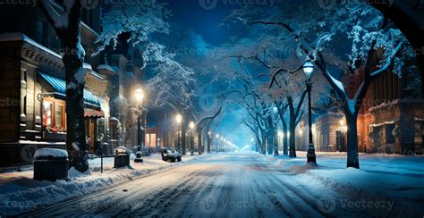 Snowy City Night Christmas