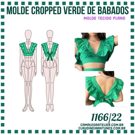 Molde Cropped Verde De Babados 1166 22 CAMALEOA ATELIER DE COSTURA