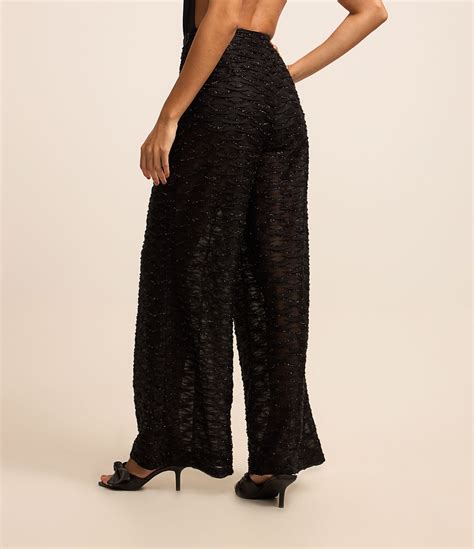 Cal A Pantalona Em Tule Metalizado E Forro Hot Pants Preto