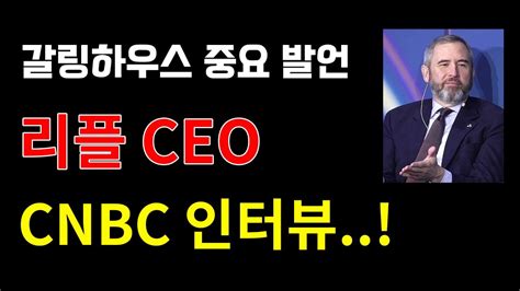 리플 Xrp 리플 Ceo 갈링하우스 Cnbc 인터뷰에서 중요 발언 리플 리플코인 리플소송 리플전망 Xrp