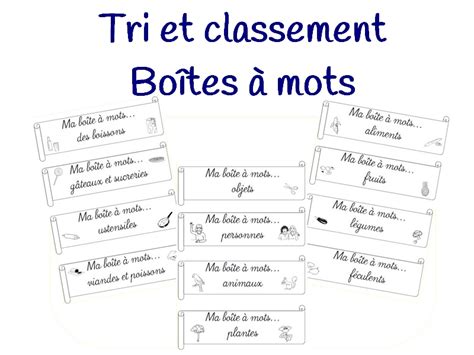 Vocabulaire Tri Et Classement