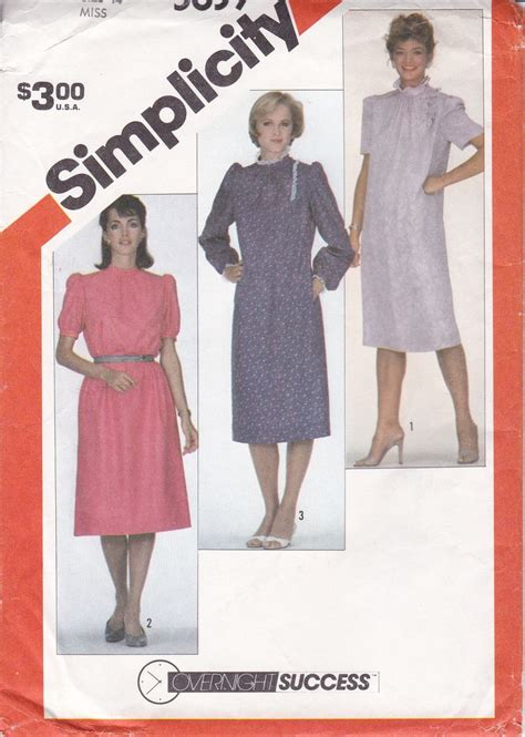 Free Us Ship Vintage Retro 1980s 80s Sewing Pattern Simplicity Etsy Simplicity Sewing