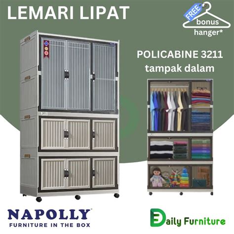 Jual Lemari Pakaian Lipat Rak Susun Pintu Folding Cabinet Plastik