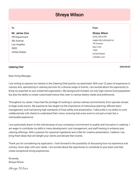 18 Chef Cover Letter Examples For 2024 Ultimate Guide Cvdesignerai