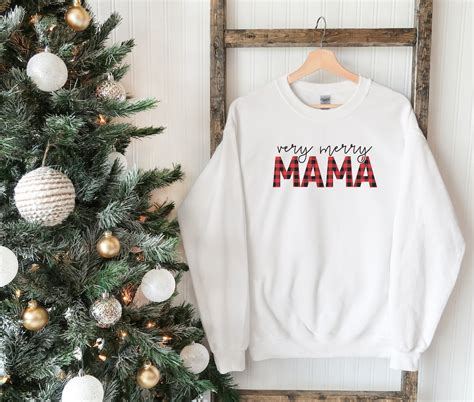 Very Merry Mama Christmas Shirt For Mom Merry Christmas T Etsy