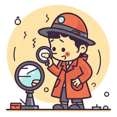 Premium Vector Vector Illustration Of A Detective In A Red Coat And A