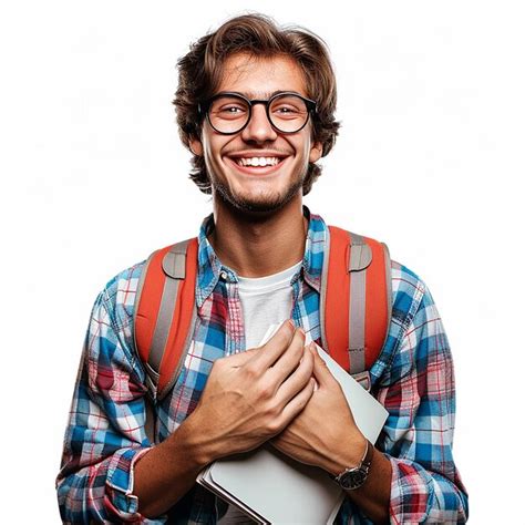 Retrato Fotogr Fico De Un Joven Estudiante Universitario Sonriente