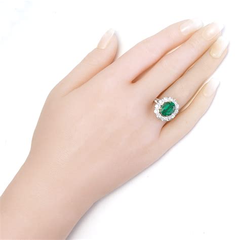 Oval Emerald 3 66 Ct With Diamond Halo Ring In White Gold New York