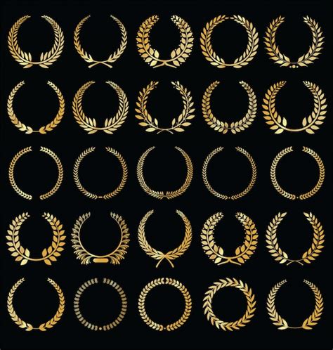 Premium Vector Golden Laurel Wreaths Collection