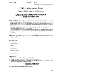 Metamorphic Rock Identification Lab By Scott Baitz Tpt