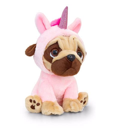 Keel Soft Plush Toys Pugsley Onesy Dressed Up Unicorn Pug 20cm Dog