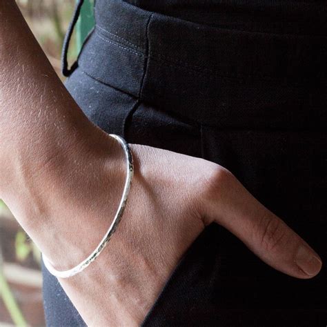 Sterling Silver Chunky Hammered Stacking Bangle By The Jewellery