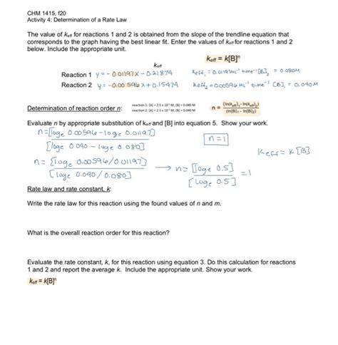 Rate Law And Rate Constant K Write The Rate Law For Chegg