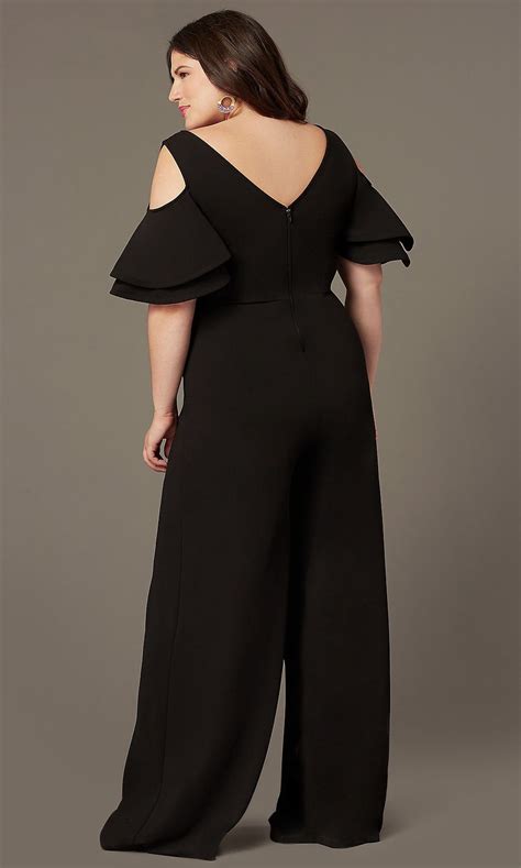 Cold Shoulder V Neck Wedding Guest Jumpsuit Promgirl In 2021 Jumpsuit For Wedding Guest