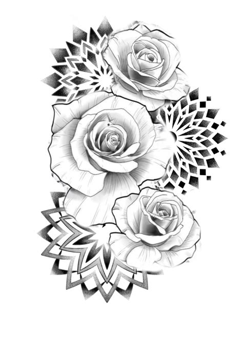 Roses Mandalas Tattoo Design