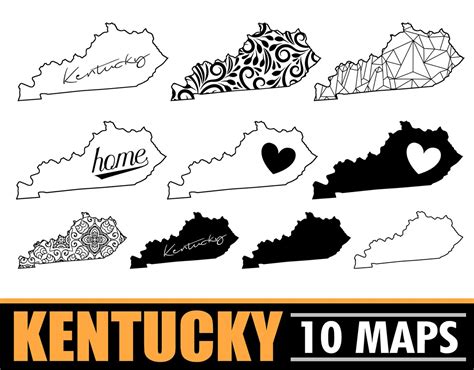 Kentucky State Map Svg Map Bundle Easy Cut Digital File Etsy