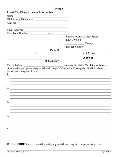 Fillable Online Fill Free Fillable 10554 Ans Cmplt Nj Judiciary Pdf Form Fax Email Print