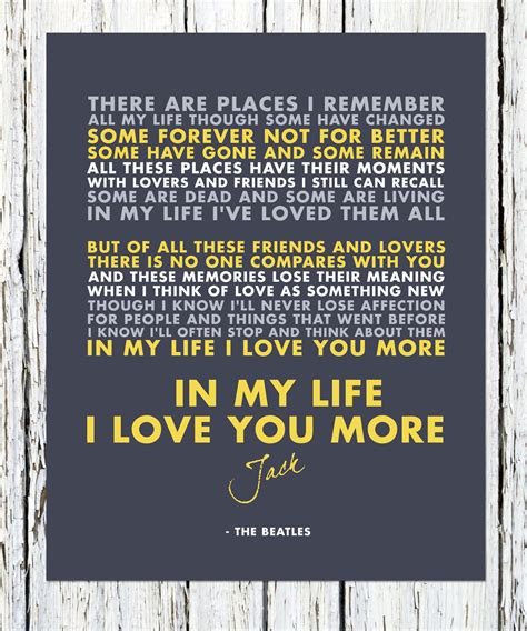 In My Life 8 x10 Beatles Song Lyrics Print The Beatles