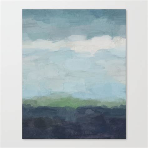 Sunday Afternoon Navy Teal Aqua Sky Blue Green Abstract Art Painting