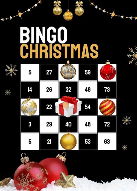 Black And Gold Christmas Bingo Card