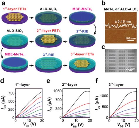 Threelevel Stacking Of Monolayer 2HMoTe2 FET Arrays A Schematic